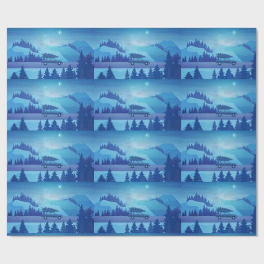 Op weg met een kerstboom cadeaupapier (Vlak)