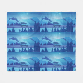 Op weg met een kerstboom fleece deken