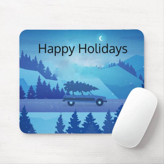 Op weg met een kerstboom muismat (Met muis)