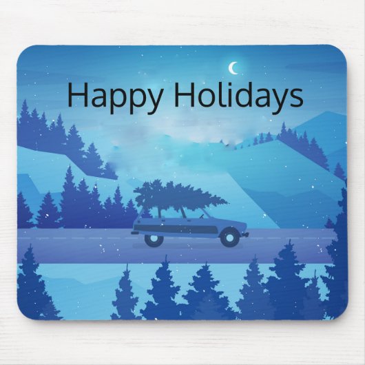 Op weg met een kerstboom muismat (Voorkant)