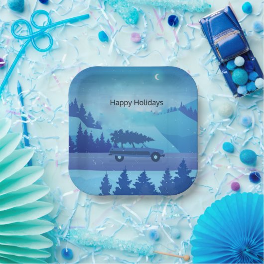 Op weg met een kerstboom papieren bordje (Feest)