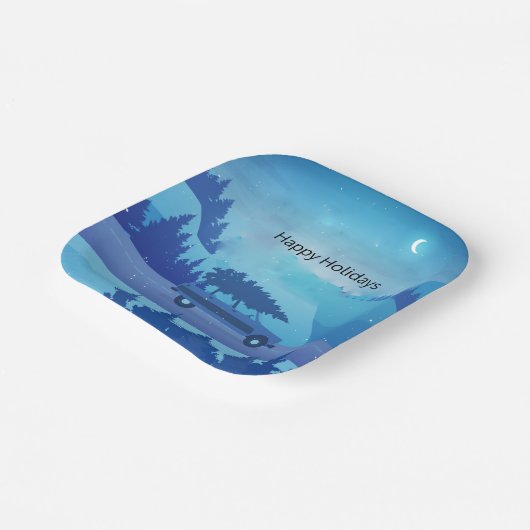 Op weg met een kerstboom papieren bordje (Gebogen)