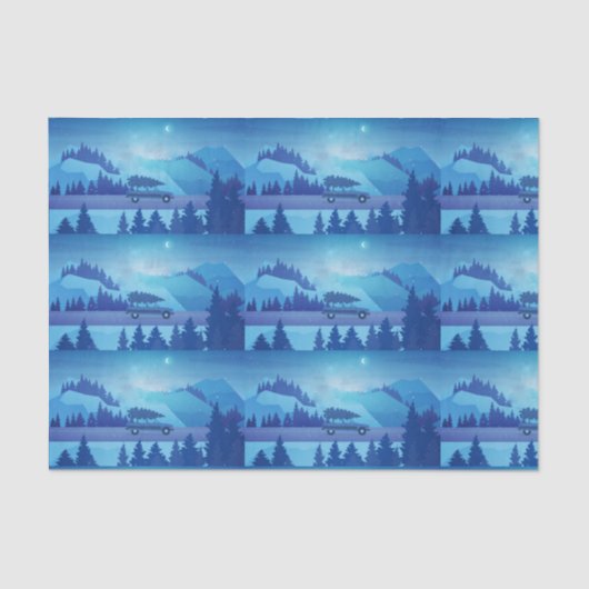 Op weg met een kerstboom tissuepapier (Voorkant)