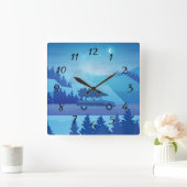 Op weg met een kerstboom vierkante klok (Huis)