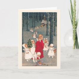 "Op weg naar de kerk" Kerst Kaart