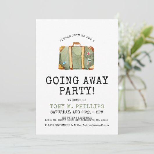 Op weg naar een partijreiskoffer kaart (Staand voorkant)