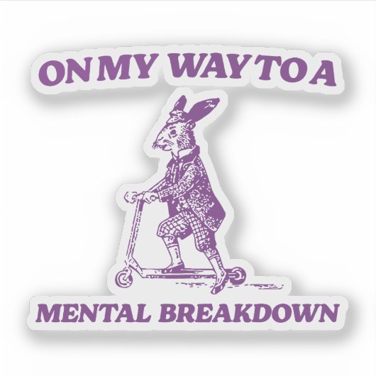 Op Weg Naar Een Zenuwinzinking Konijn Sticker (Voorkant)