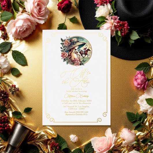 "Op weg naar het altaar" Derby-geïnspireerd Vrijge Folie Uitnodiging