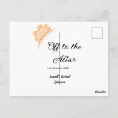 Op weg naar het altaar oranje kap hoed bruidsdouch briefkaart (Achterkant)