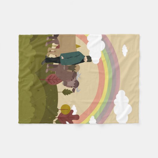 Op weg naar het dorp fleece deken (Voorkant (Horizontaal))