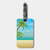 Op weg naar het Paradise tropische strand Bagagelabel (Achterkant verticaal)