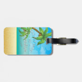 Op weg naar het Paradise tropische strand Bagagelabel (Achterkant horizontaal)