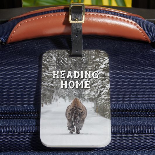 Op weg naar huis Bizon in de sneeuw Bagagelabel (Voorkant Insitu 2)