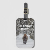 Op weg naar huis Bizon in de sneeuw Bagagelabel (Voorkant (verticaal))