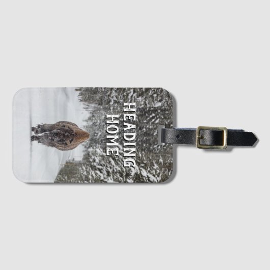 Op weg naar huis Bizon in de sneeuw Bagagelabel (Voorkant (horizontaal))