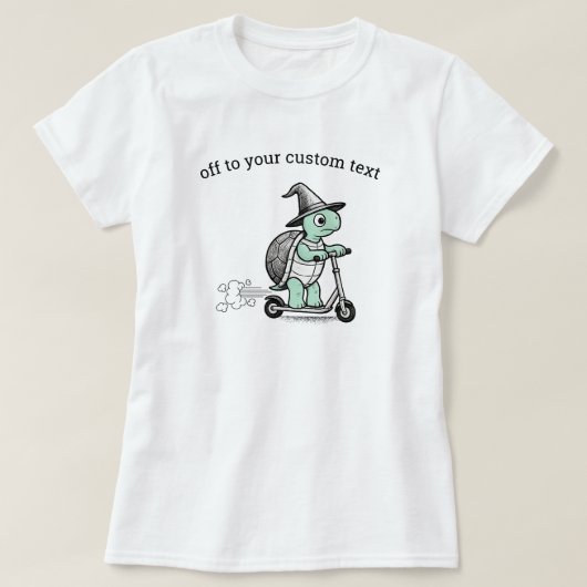 Op weg naar je eigen tekst Grappige Turtle Scooter T-shirt (Design voorkant)