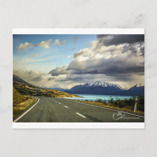 Op weg naar Mt Cook door het meer van Pukaki Briefkaart (Voorkant)