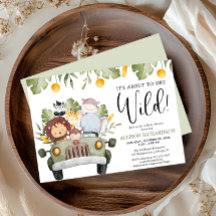 Op weg naar Wild Safari Animals Boy baby shower