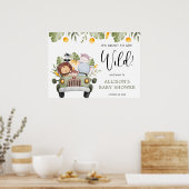 Op weg naar Wild Safari Animals Boy baby shower Poster (Keuken)