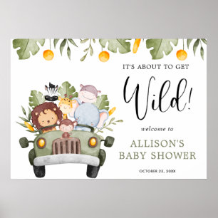 Op weg naar Wild Safari Animals Boy baby shower Poster