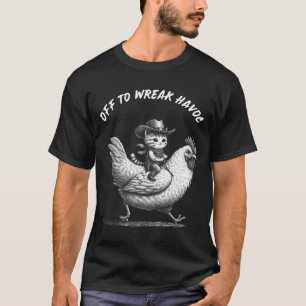 Op weg naar Wreak Havoc: Grappige Cat Cowboy T-shirt