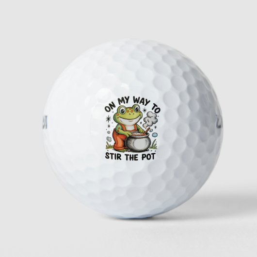 Op Weg Om De Pot Te Roeren Funny Kikker Sarcasme Golfballen (Voorkant)