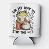 Op Weg Om De Pot Te Roeren Grappige Kikker Sarcasm Blikjeskoeler (Voorkant)