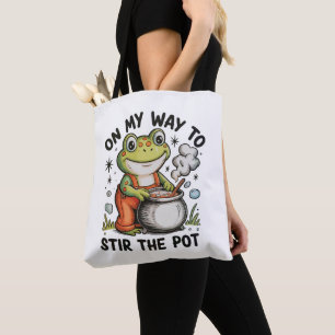 Op Weg Om De Pot Te Roeren Grappige Kikker Sarcasm Tote Bag