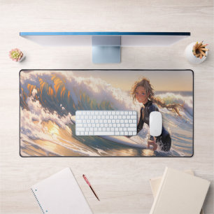 Op weg om een golf te vangen bureaumat