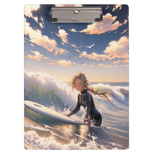 Op weg om een golf te vangen klembord (Voorkant)