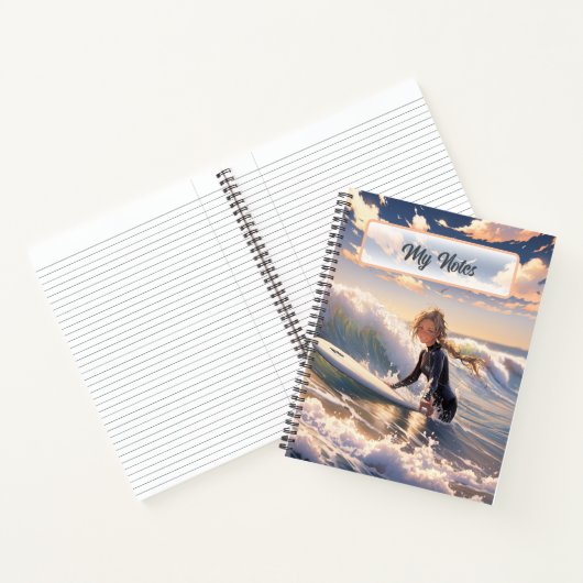 Op weg om een golf te vangen notitieboek (Binnen)