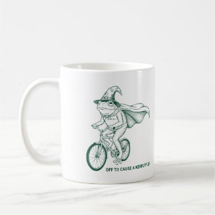 Op weg om een kerfuffle kikker op de fiets grappig koffiemok