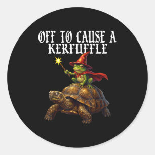 Op weg om een rel te schoppen Grappige Whimsical K Ronde Sticker