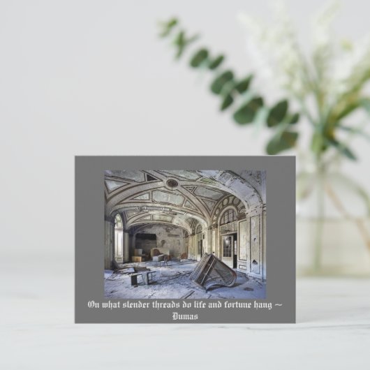 Op welke slankdraden leven en fortuin hangen.. briefkaart (Staand voorkant)