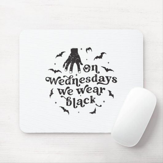 Op woensdag Draag we Black Retro Halloween _1 Muismat (Met muis)