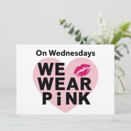 Op woensdag Draag we Pink Funny Valentijn Bedankkaart (Staand voorkant)