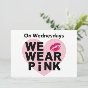 Op woensdag Draag we Pink Funny Valentijn Bedankkaart