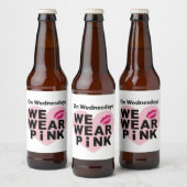 Op woensdag Draag we Pink Funny Valentijn Bier Etiket (Flessen)
