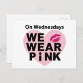 Op woensdag Draag we Pink Funny Valentijn Briefkaart (Voorkant / Achterkant)