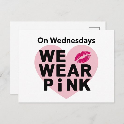 Op woensdag Draag we Pink Funny Valentijn Briefkaart (Voorkant / Achterkant)