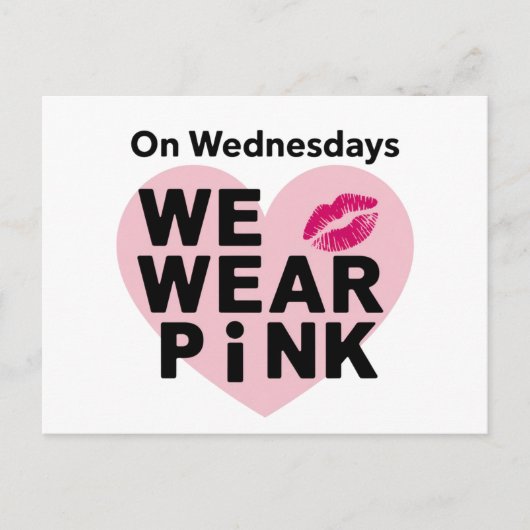 Op woensdag Draag we Pink Funny Valentijn Briefkaart (Voorkant)