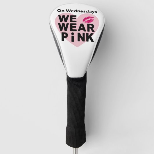 Op woensdag Draag we Pink Funny Valentijn Golfheadcover (Voorkant)