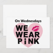 Op woensdag Draag we Pink Funny Valentijn Kaart (Voorkant / Achterkant)