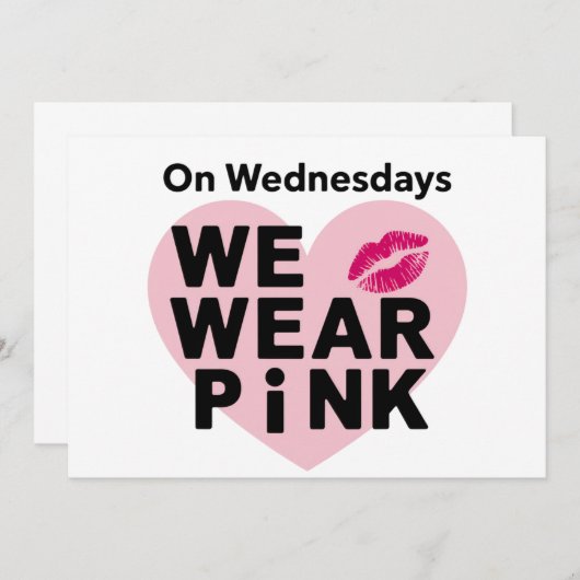 Op woensdag Draag we Pink Funny Valentijn Kaart (Voorkant / Achterkant)