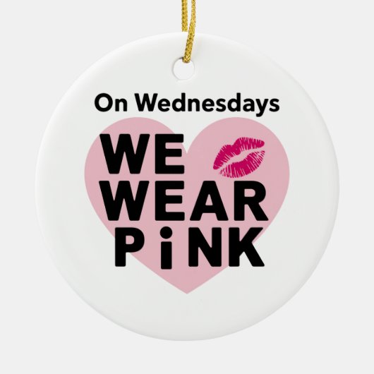 Op woensdag Draag we Pink Funny Valentijn Keramisch Ornament (Voorkant)