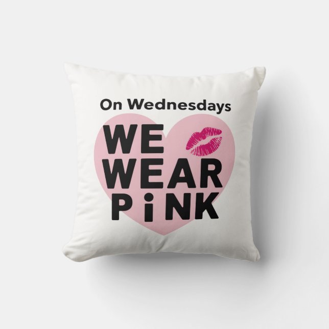 Op woensdag Draag we Pink Funny Valentijn Kussen (Voorkant)