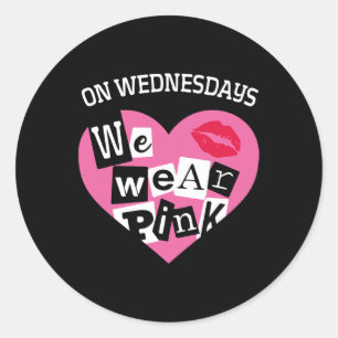 Op woensdag Draag we Pink Funny Valentijn Ronde Sticker