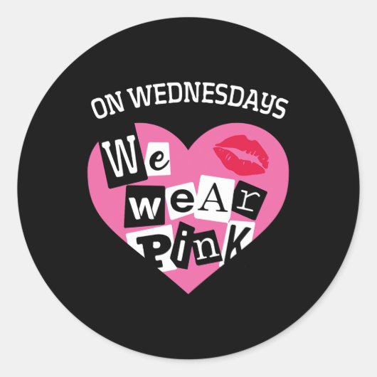 Op woensdag Draag we Pink Funny Valentijn Ronde Sticker (Voorkant)