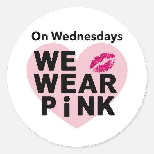 Op woensdag Draag we Pink Funny Valentijn Ronde Sticker (Voorkant)
