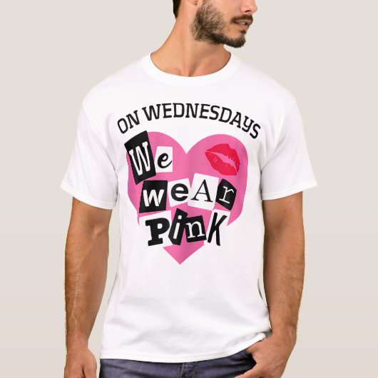Op woensdag Draag we Pink Funny Valentijn T-shirt (Voorkant)
